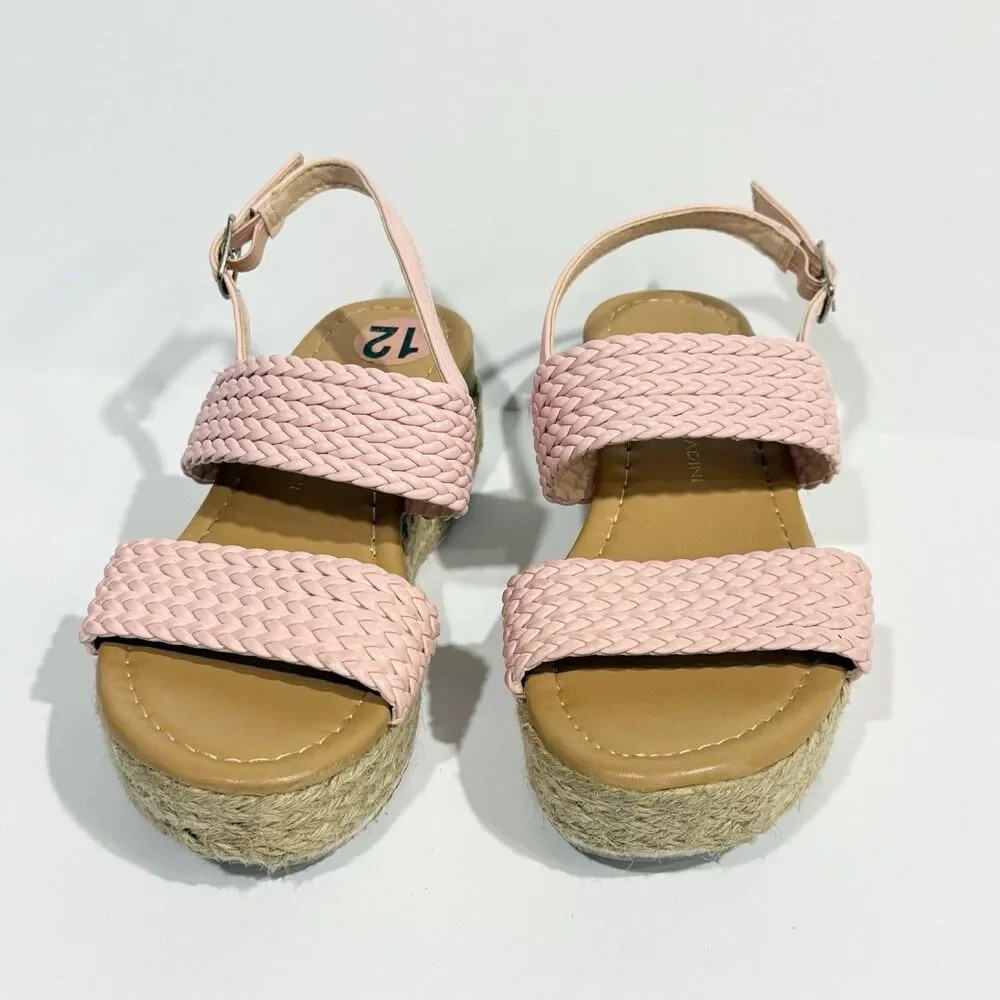Adrienne Vittadin Girls Pink Braided Wedge Sandals Size 12 Little Kid Espadrille